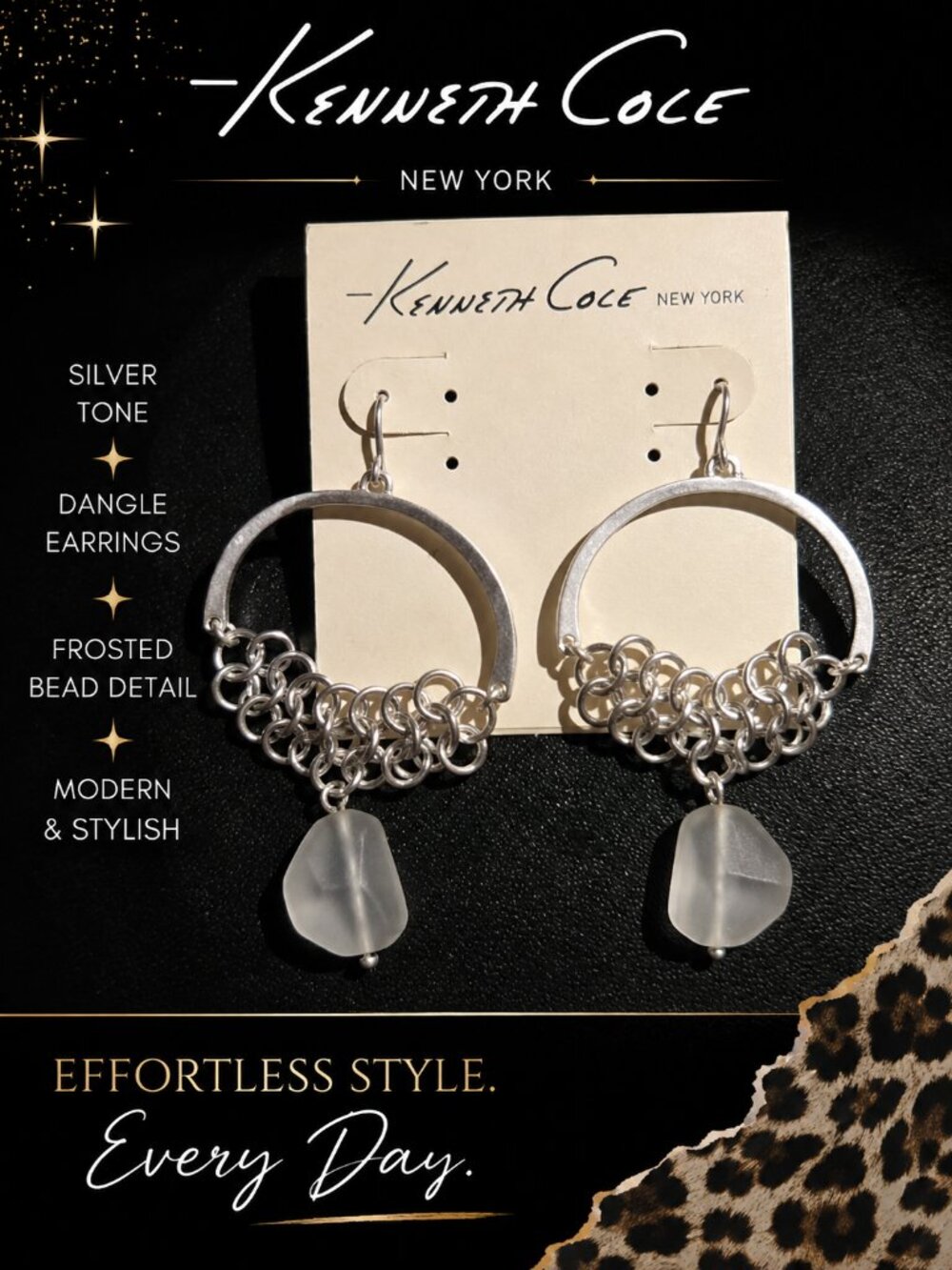 Kenneth Cole New York Silver-Tone Dangle Earrings — NWT